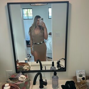 Michael Costello Brown Rib Bodycon Dress